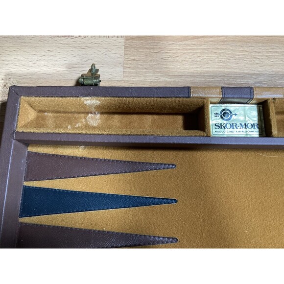 Skor-Mor BACKGAMMON Vintage Game Set • Faux Leather Briefcase Style - Picture 2 of 7
